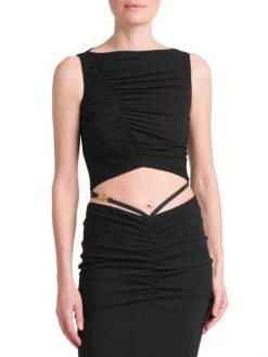 Versace Asymmetric Ruched Georgette Top -Versace Online Shop unnamed file 3250