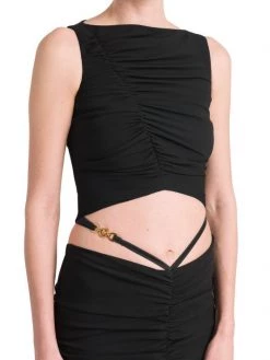 Versace Asymmetric Ruched Georgette Top -Versace Online Shop unnamed file 3253