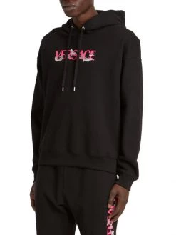 Versace Silver Baroque, Silver And Bluette Logo Sweatshirt For Men -Versace Online Shop unnamed file 3297