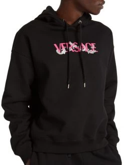 Versace Silver Baroque, Silver And Bluette Logo Sweatshirt For Men -Versace Online Shop unnamed file 3299