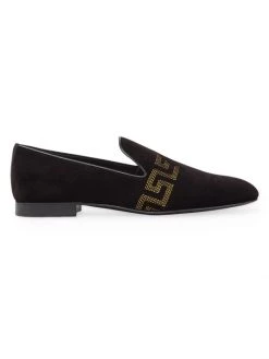 Versace Embroidered Velvet Loafers For Men