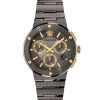 Versace Greca Logo Chrono IP Gunmetal Chronograph Bracelet Watch For Men