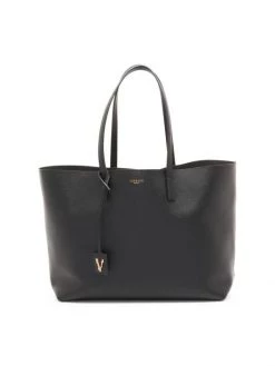 Versace Virtus Leather Tote Black