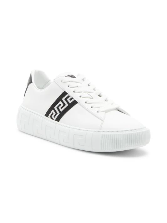 Versace La Greca Leather Sneakers White Black 2 Versace La Greca Leather Sneakers White Black - Image 2