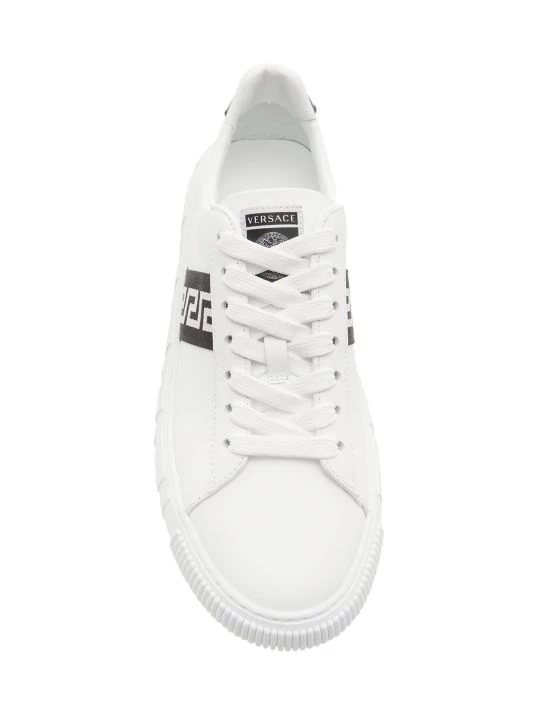Versace La Greca Leather Sneakers White Black 6 Versace La Greca Leather Sneakers White Black - Image 6