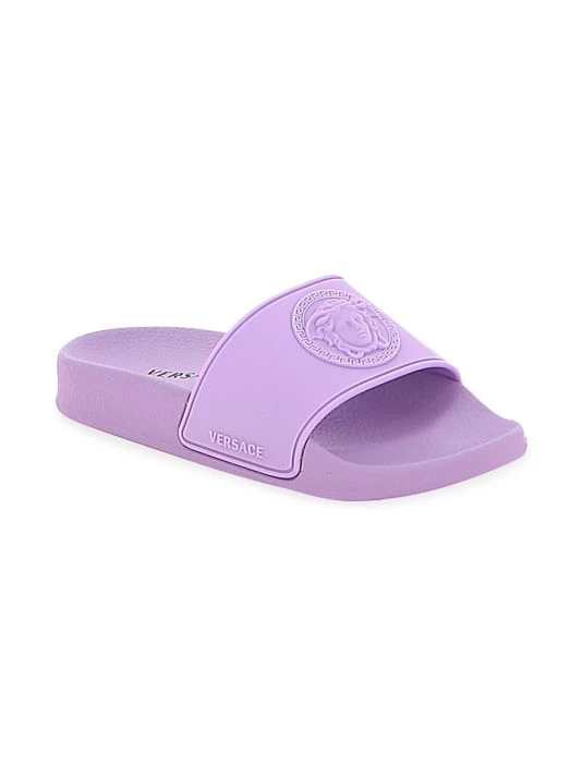 Versace Little Kid's And Kid's Medusa-Embossed Pool Slides For Kids Fuchsia 1 Versace Little Kid's And Kid's Medusa-Embossed Pool Slides For Kids Fuchsia