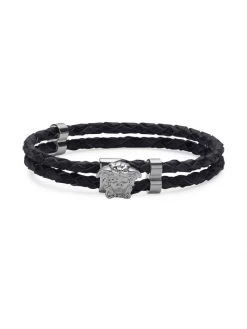 Versace Medusa Braided Leather Bracelet For Men