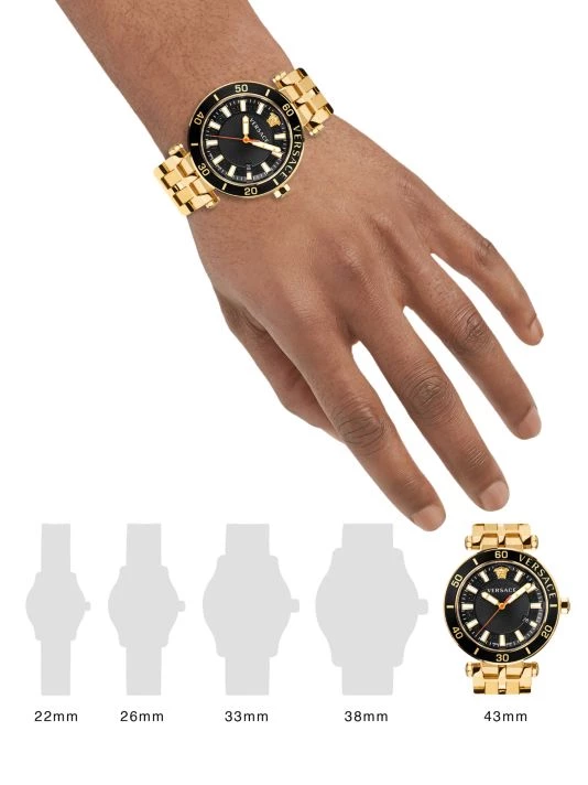 Versace Greca Sport Goldtone Stainless Steel Bracelet Watch For Men 2 Versace Greca Sport Goldtone Stainless Steel Bracelet Watch For Men - Image 2