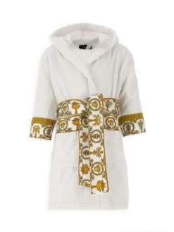 Versace Little Kid's & Kid's Decorative Trim Cotton Robe Black