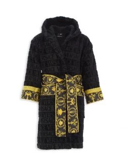 Versace Little Kid's & Kid's Decorative Trim Cotton Robe Black -Versace Online Shop unnamed file 3531