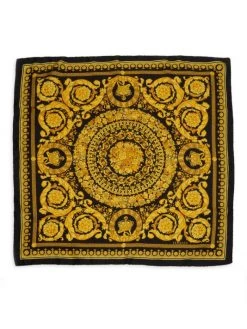 Versace Baroque Tribute Silk Scarf White Gold