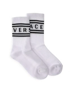 Versace Logo Crew Socks For Kids White Black -Versace Online Shop unnamed file 3573