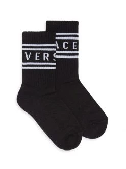 Versace Logo Crew Socks For Kids White Black -Versace Online Shop unnamed file 3574