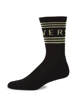 Versace Logo Crew Socks For Men Black -Versace Online Shop unnamed file 3590