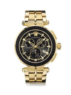 Versace Greca Chrono IP Yellow Gold Bracelet Watch For Men
