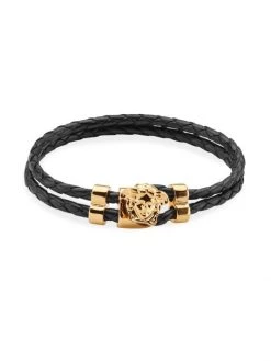 Versace Medusa Braided Leather Bracelet