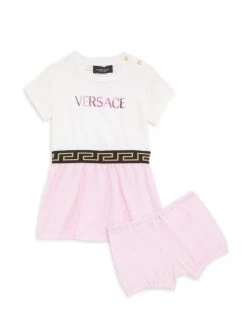 Versace Baby Girl's Jersey Logo Print Dress For Kids