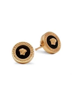 Versace Icon Medusa Stud Earrings For Men Black