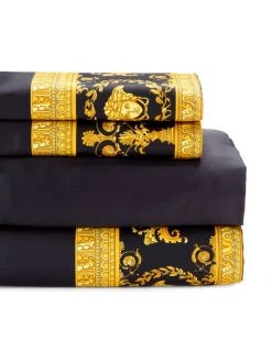 Versace 4-Piece Barocco Cotton Sheet Set White Gold