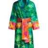 Versace Jungle-Print Cotton Bathrobe For Men Green Print