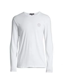 Versace Long-Sleeve Cotton Stretch Crewneck For Men Nero