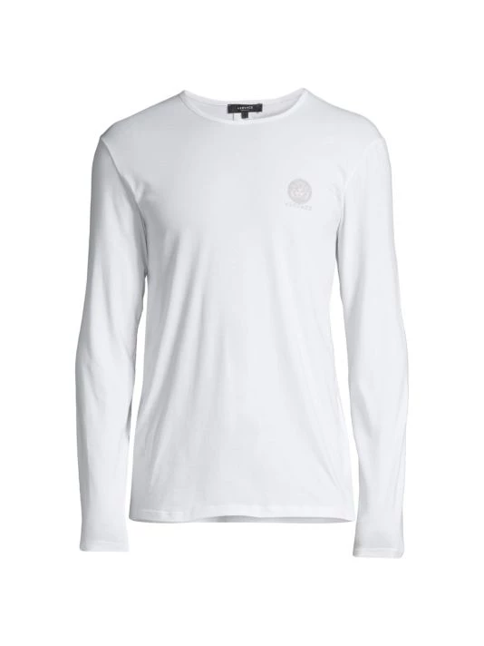 Versace Long-Sleeve Cotton Stretch Crewneck For Men Nero 1 Versace Long-Sleeve Cotton Stretch Crewneck For Men Nero