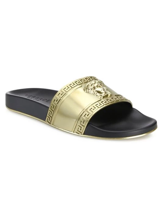 Versace Medusa Metallic Pool Slides For Men 2 Versace Medusa Metallic Pool Slides For Men - Image 2