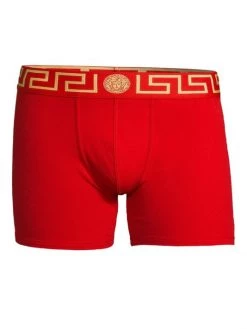 Versace Stretch-Cotton Trunks For Men Red Gold