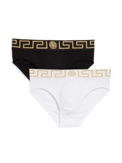 Versace 2-Pack Stretch Cotton Briefs For Men Black White