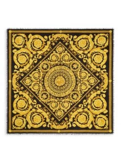 Versace Barocco-Print Scarf White Gold