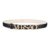 Versace Logo Crystal-Embellished Leather Belt Nero