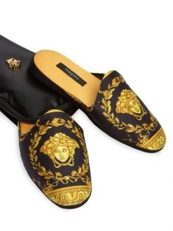 Versace Medusa-Print Silk & Cotton Slippers For Men -Versace Online Shop unnamed file 3935