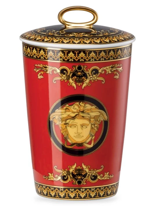 Versace Medusa Red Porcelain Scented Votive 1 Versace Medusa Red Porcelain Scented Votive