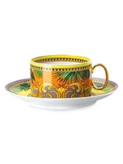 Versace Animalier 2-Piece Porcelain Tea Cup & Saucer Set