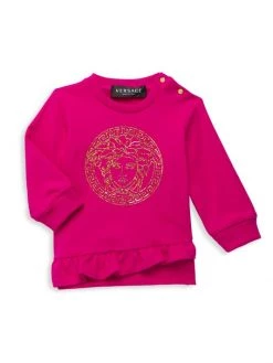Versace Baby Girl's Metallic Graphic Sweater For Kids White -Versace Online Shop unnamed file 3963