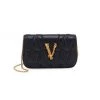 Versace Small Virtus Quilted Leather Clutch Black