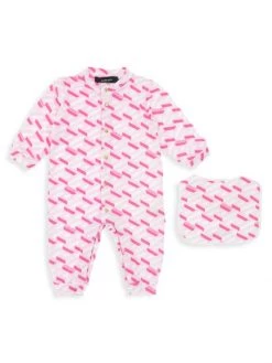Versace Baby Girl's 2-Piece Coveralls & Bib Gift Set For Kids