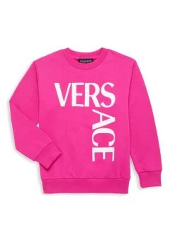 Versace Little Girl's & Girl's Logo-Print Sweatshirt For Kids Candy Black