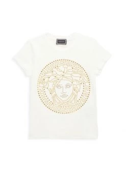 Versace Little Kid's & Kid's Embellished Logo T-Shirt For Kids White