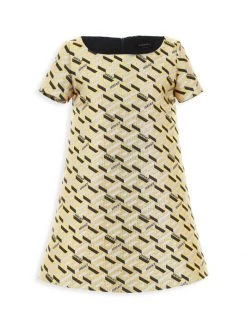 Versace Little Girl's & Girl's La Greca Lamé Jacquard Dress For Kids