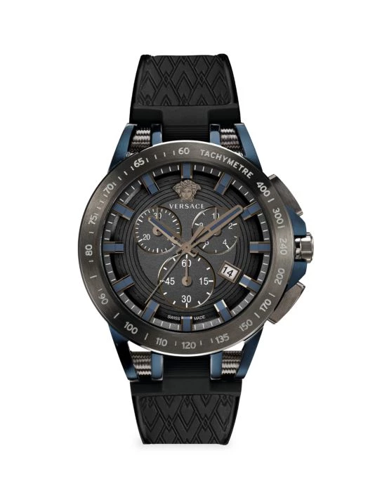 Versace Sport Tech Gunmetal-Tone & Silicone Strap Watch For Men 1 Versace Sport Tech Gunmetal-Tone & Silicone Strap Watch For Men