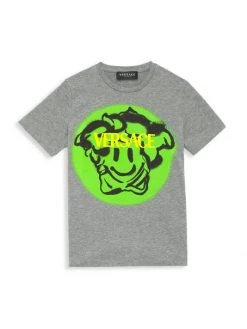 Versace Little Kid's & Kid's Jersey Medusa Logo T-Shirt For Kids Grey