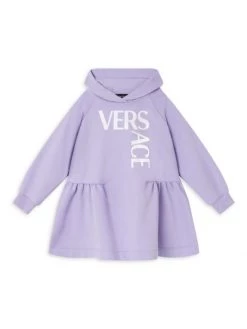 Versace Little Girl's & Girl's Logo-Print Hoodie Dress For Kids Orchid