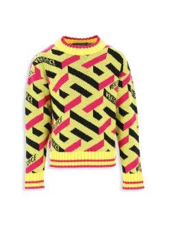 Versace Little Kid's & Kid's La Greca Jacquard Wool Sweater For Kids