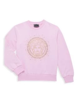 Versace Little Girl's & Girl's Embellished Logo Sweatshirt For Kids Pink