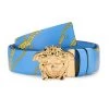 Versace La Medusa Chain Print Leather Belt For Men Sky Gold