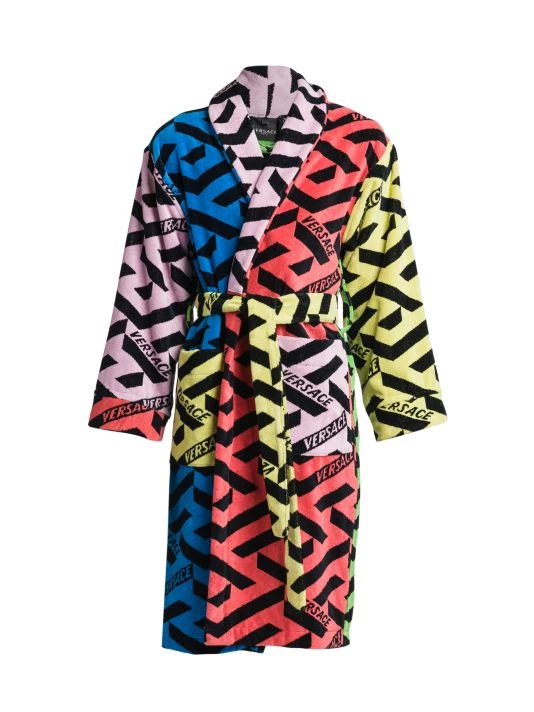 Versace Logo Cotton Bathrobe For Men 1 Versace Logo Cotton Bathrobe For Men