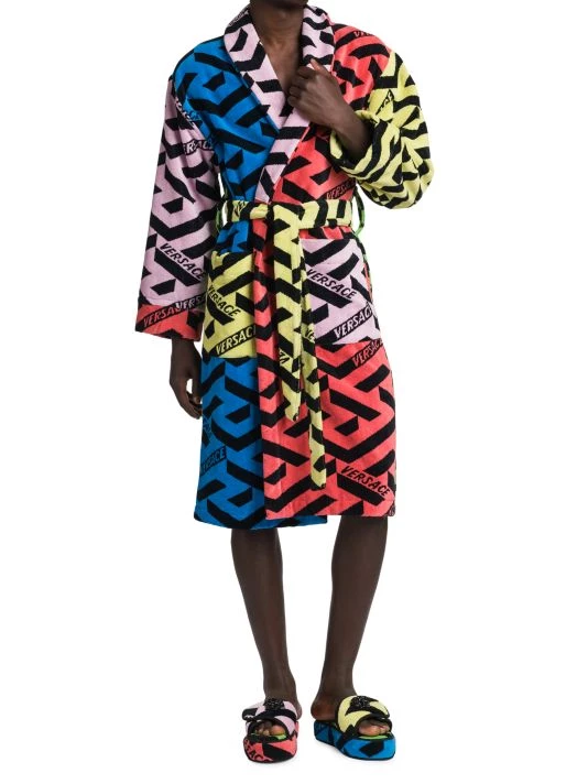 Versace Logo Cotton Bathrobe For Men 2 Versace Logo Cotton Bathrobe For Men - Image 2