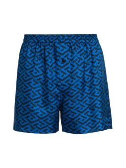 Versace La Greca Silk Twill Boxer Shorts For Men
