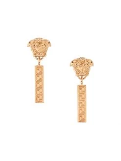 Versace Greca Goldtone Drop Earrings
